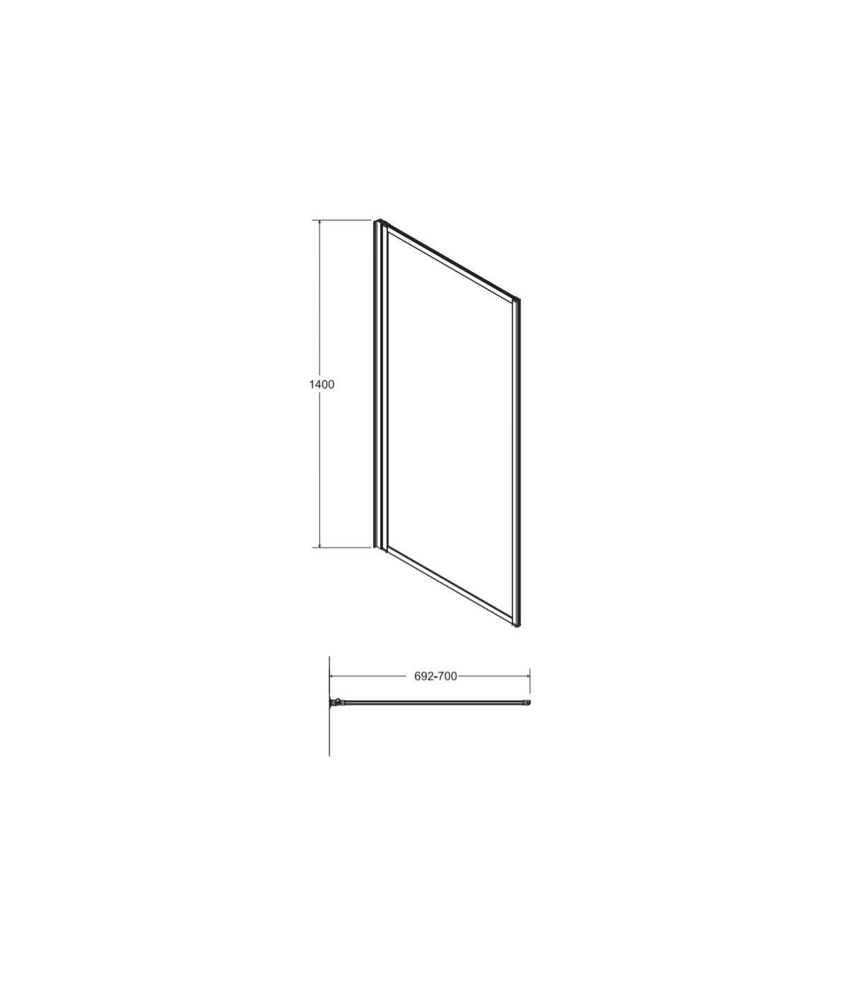 Badewannenabtrennung 1-teilig 70x140 ENZOS Glas 4 mm