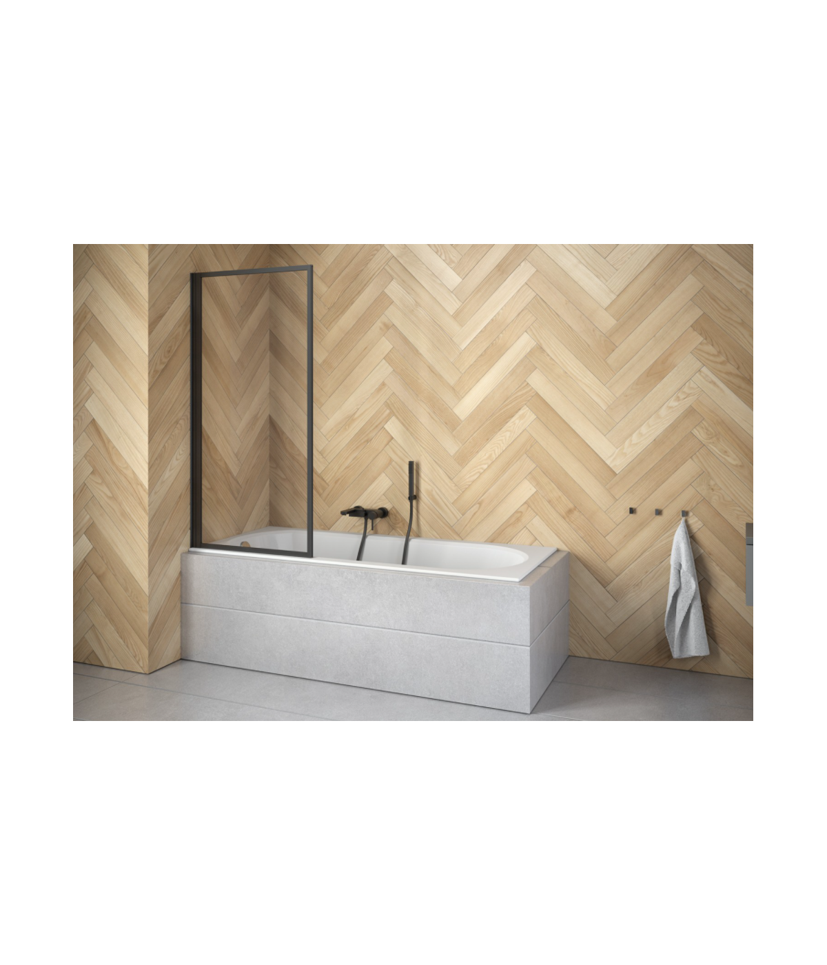 Badewannenabtrennung 1-teilig 70x140 ENZOS Glas 4 mm