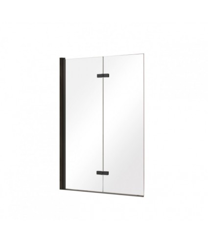 Badewannenabtrennung 2-teilig Schwarz 100x145 LUMIX Glas 6 mm