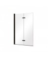 Badewannenabtrennung 2-teilig Schwarz 100x145 LUMIX Glas 6 mm
