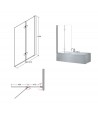 Badewannenabtrennung 2-teilig Schwarz 100x145 LUMIX Glas 6 mm
