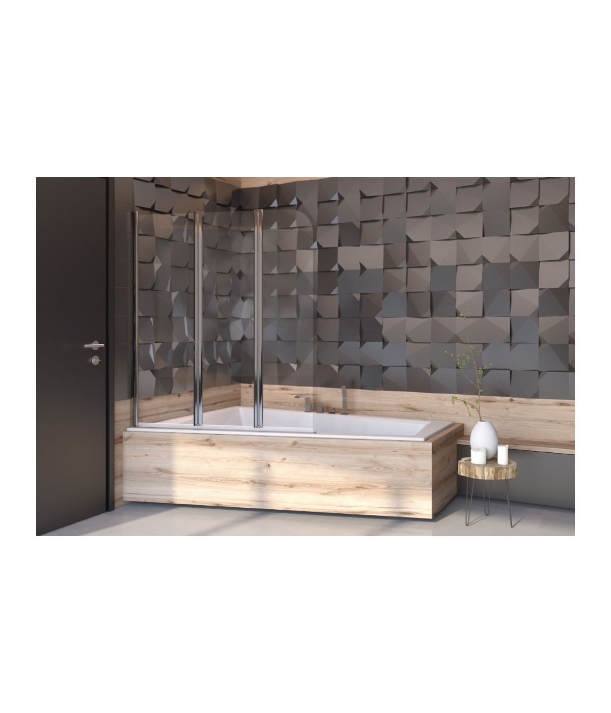 Badewannenabtrennung 3-teilig 120x140 PRIME 3 Glas 5 mm