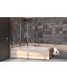 Badewannenabtrennung 2-teilig Schwarz 100x145 LUMIX Glas 6 mm