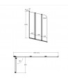 Badewannenabtrennung 3-teilig 120x140 PRIME 3 Glas 5 mm