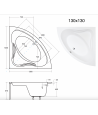 ECKBADEWANNE 130x130 MIAZ Ablaufgarnitur + Füße GRATIS !