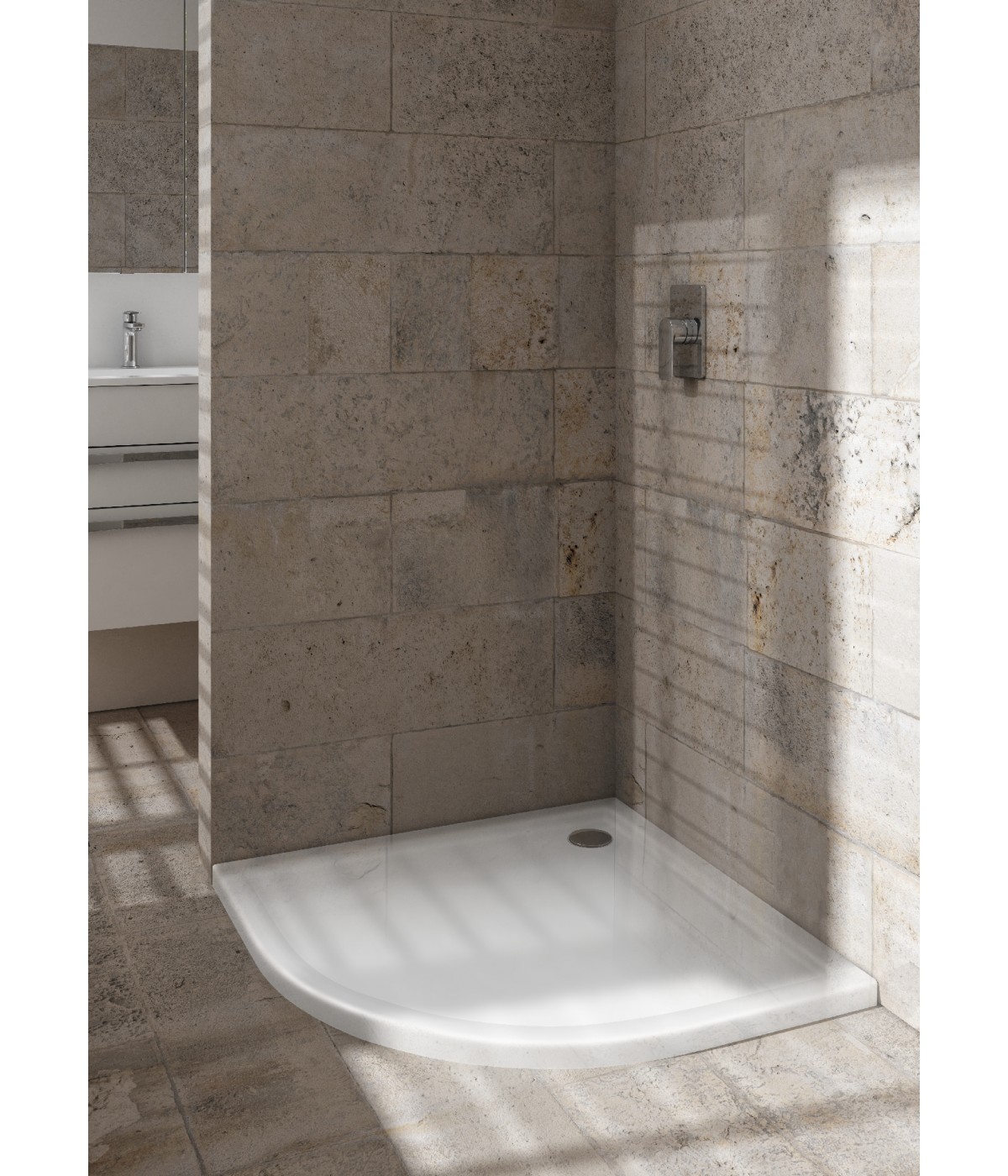 DUSCHWANNE VIERTELKREIS 80x80x4,5 CASPAR NEW Ablaufgarnitur GRATIS!