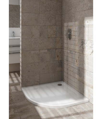 DUSCHWANNE VIERTELKREIS 80x80x4,5 CASPAR NEW Ablaufgarnitur GRATIS!