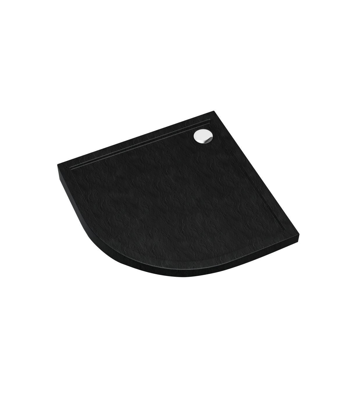 DUSCHWANNE VIERTELKREIS 80x80x4,5 CASPAR NEW SCHWARZ STEIN Ablaufgarnitur GRATIS!