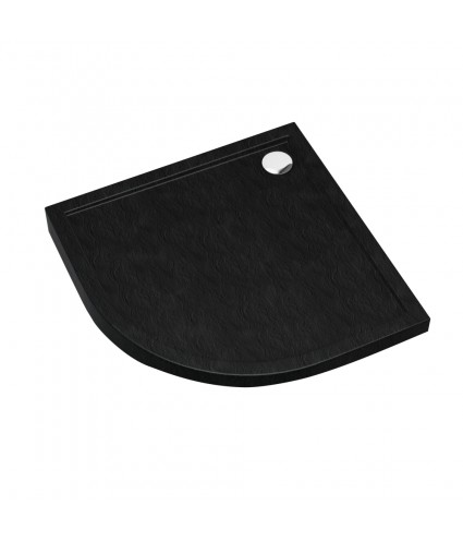 DUSCHWANNE VIERTELKREIS 80x80x4,5 CASPAR NEW SCHWARZ STEIN Ablaufgarnitur GRATIS!
