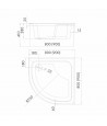 DUSCHWANNE VIERTELKREIS 90x90x41 DANTE Ablaufgarnitur GRATIS !