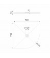 DUSCHWANNE VIERTELKREIS 90x90x3,5 DE LUXE Ablaufgarnitur GRATIS!