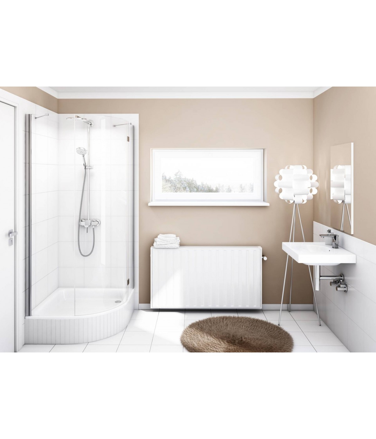DUSCHWANNE VIERTELKREIS 80x80x26 GRAWELLO Ablaufgarnitur GRATIS !