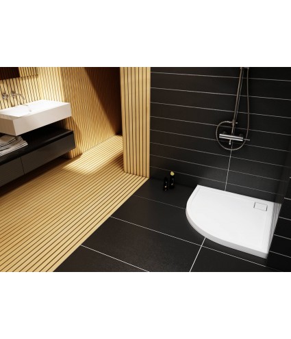DUSCHWANNE VIERTELKREIS 80x80x5 OMEGAX Ablaufgarnitur GRATIS!