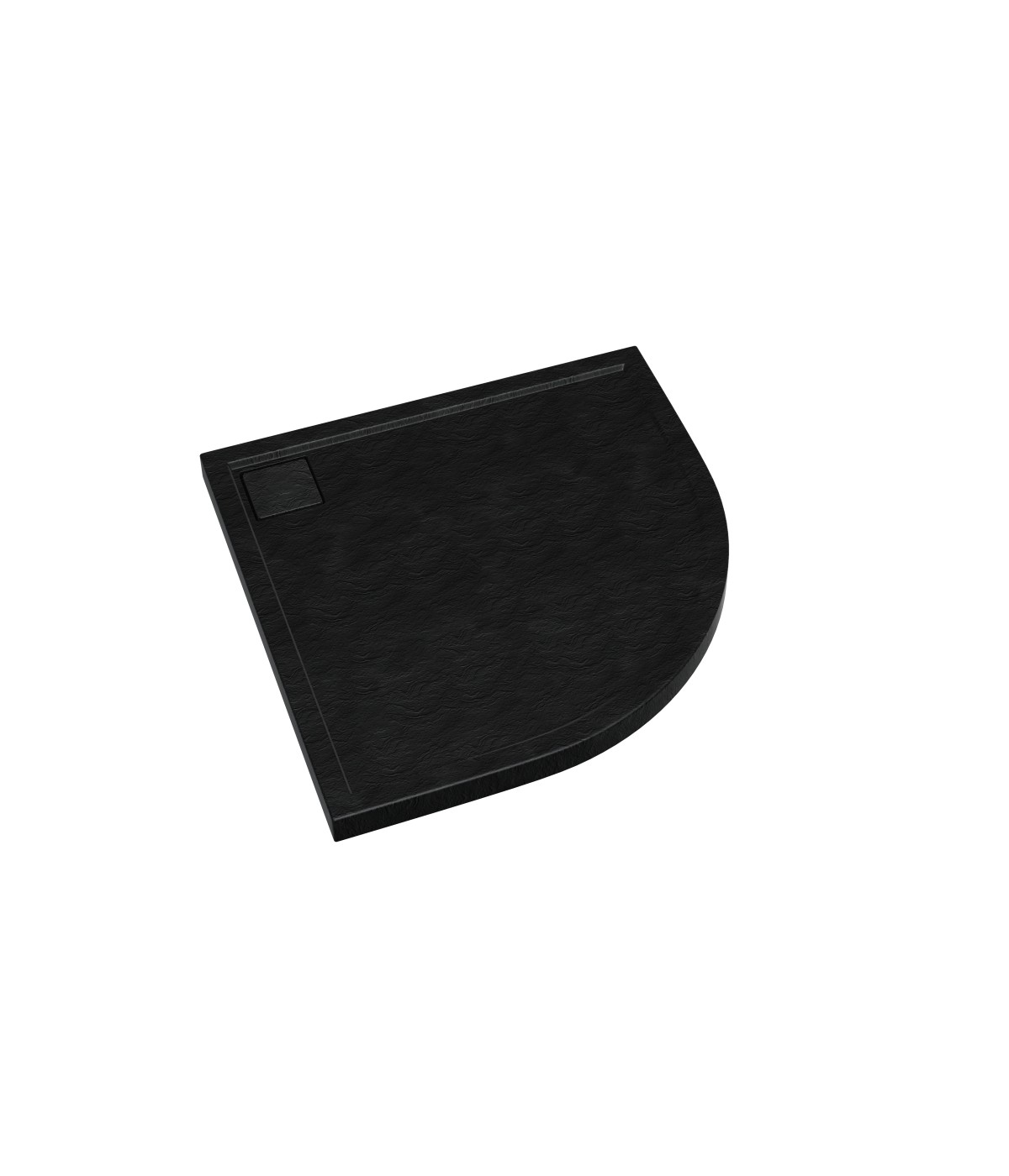 DUSCHWANNE VIERTELKREIS 80x80x5 OMEGAX SCHWARZ Ablaufgarnitur GRATIS!