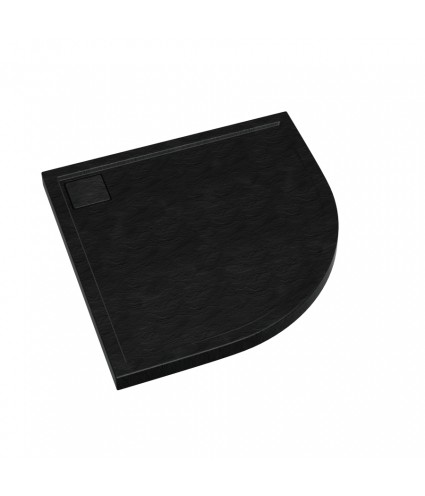 DUSCHWANNE VIERTELKREIS 80x80x5 OMEGAX SCHWARZ Ablaufgarnitur GRATIS!