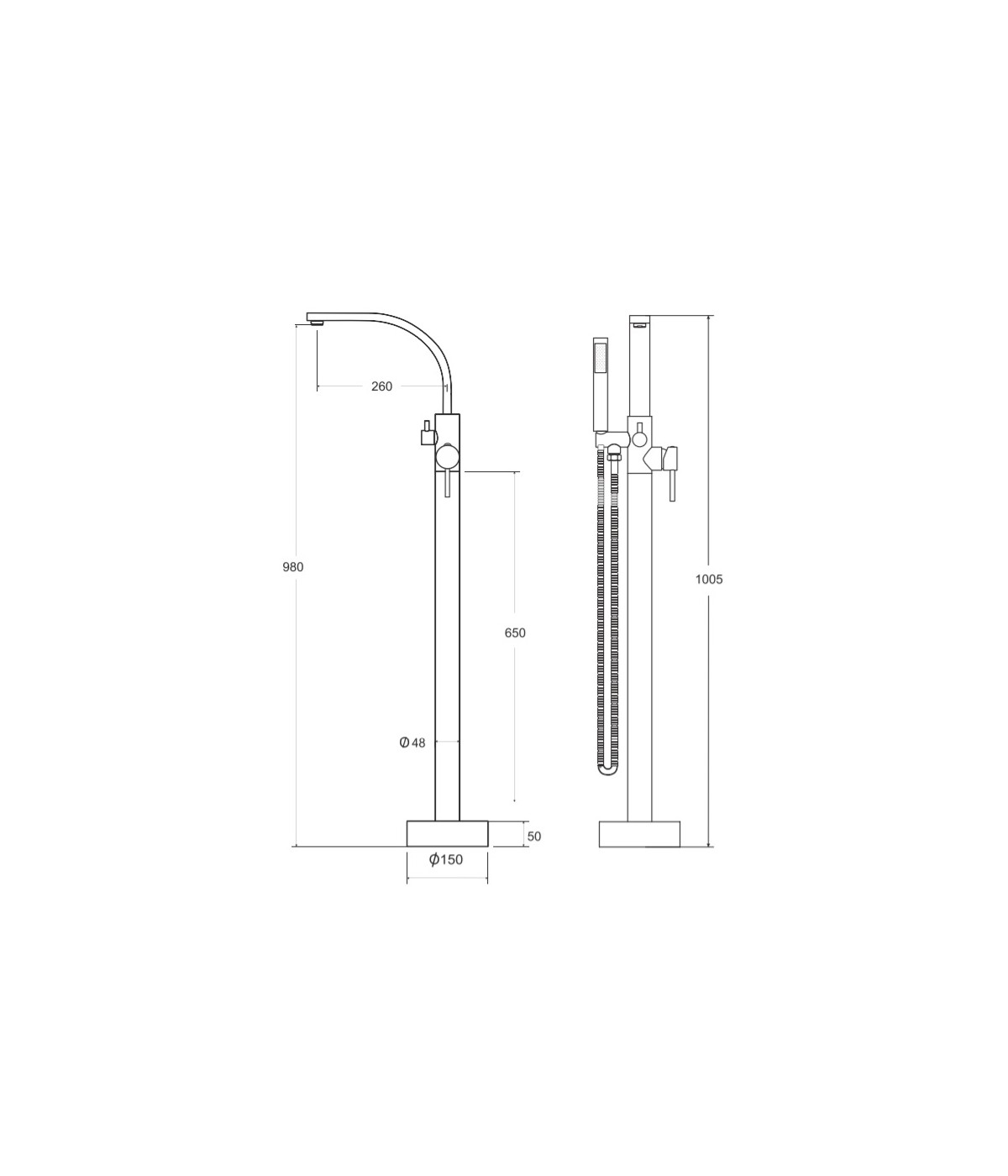 Freistehende Wannenarmatur DECCO II Chrom