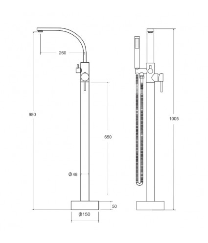 Freistehende Wannenarmatur gold Decco II BW-DII-ZL