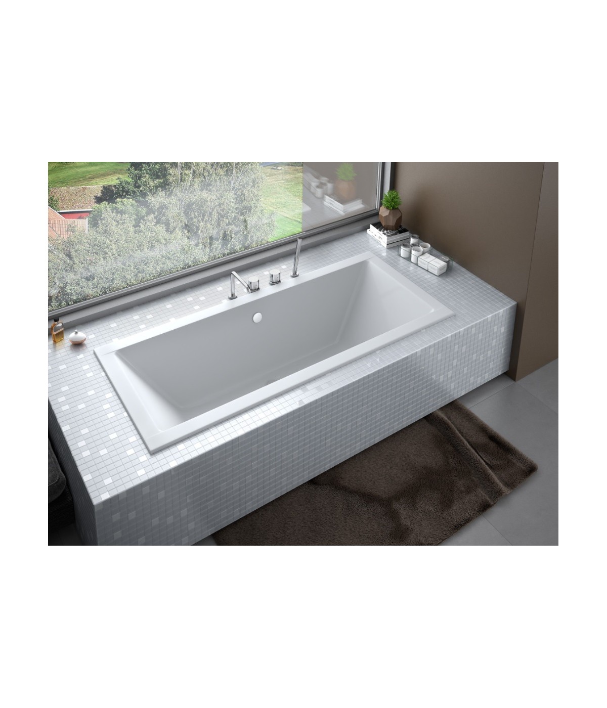 RECHTECK BADEWANNE SLIM 155x70 QUADROS Ablaufgarnitur + Füße GRATIS! WAQ-155-SL
