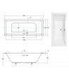 RECHTECK BADEWANNE SLIM 155x70 QUADROS Ablaufgarnitur + Füße GRATIS! WAQ-155-SL
