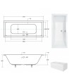 RECHTECK BADEWANNE SLIM 170x75 QUADROS Ablaufgarnitur + Füße GRATIS! WAQ-170-SL