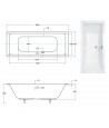 RECHTECK BADEWANNE SLIM 165x75 QUADROS Ablaufgarnitur + Füße GRATIS! WAQ-165-SL