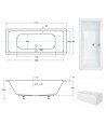 RECHTECK BADEWANNE SLIM 175x80 QUADROS Ablaufgarnitur + Füße GRATIS! WAQ-175-SL