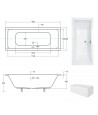 RECHTECK BADEWANNE SLIM 190x90 QUADROS Ablaufgarnitur + Füße GRATIS! WAQ-190-SL
