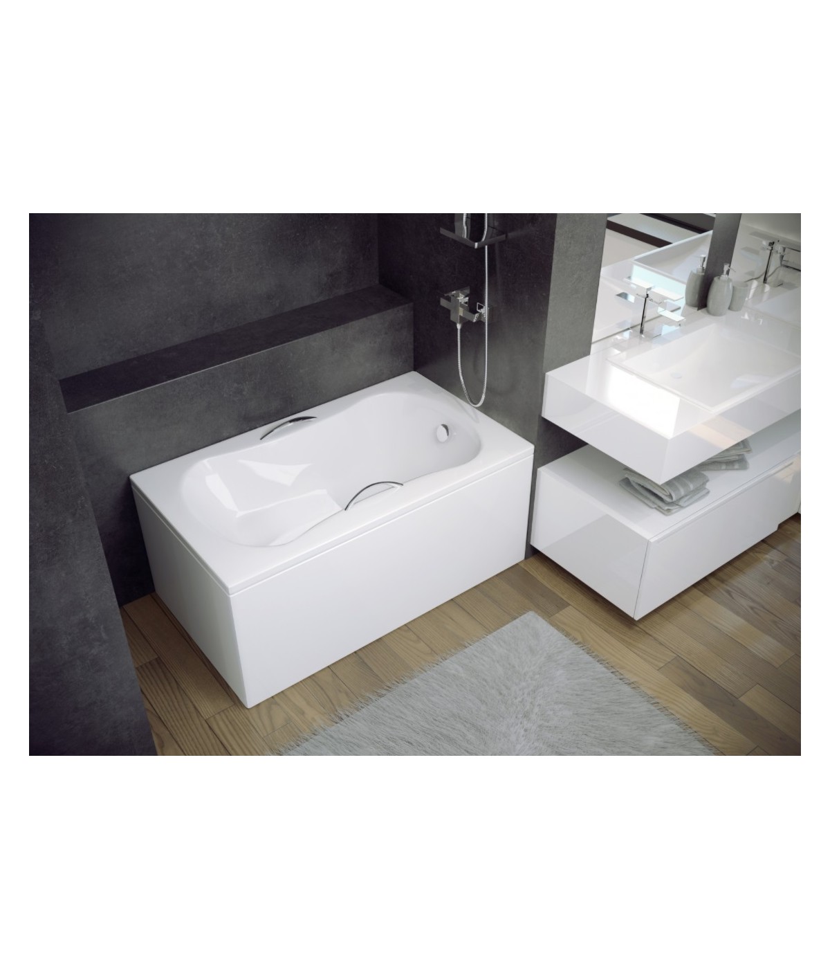 RECHTECK BADEWANNE 120x70 ARIA Ablaufgarnitur + Füße GRATIS!