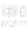 RECHTECK BADEWANNE 120x70 ARIA Ablaufgarnitur + Füße GRATIS!