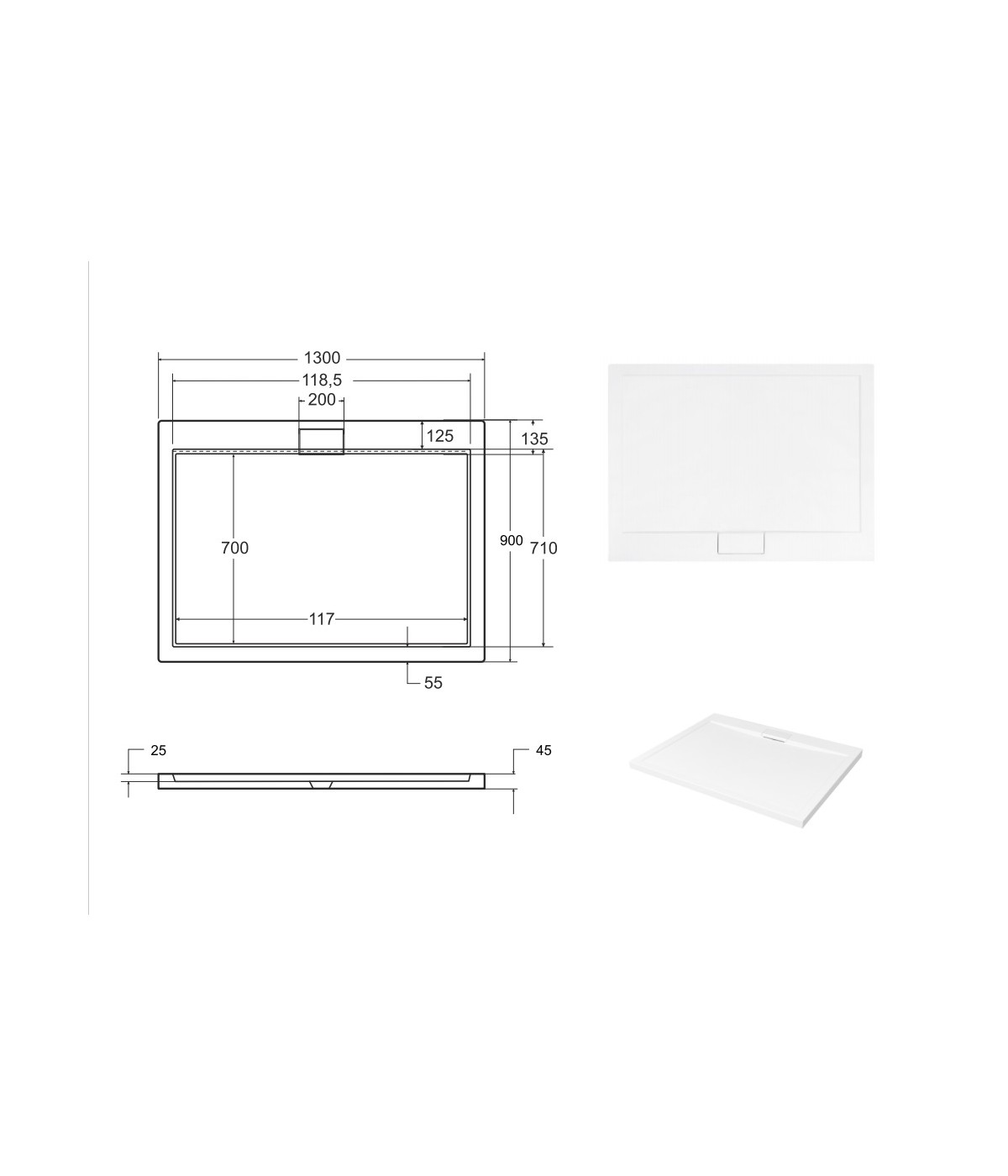 DUSCHWANNE RECHTECK 130x90 AXIM Ablaufgarnitur GRATIS !