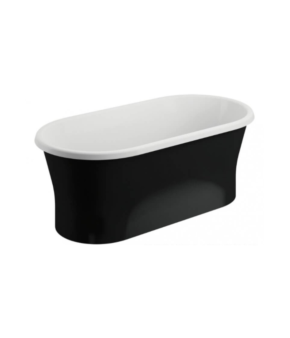 Freistehende Badewanne 150x75 AMONA Schwarz Matt Ablaufgarnitur GRATIS!