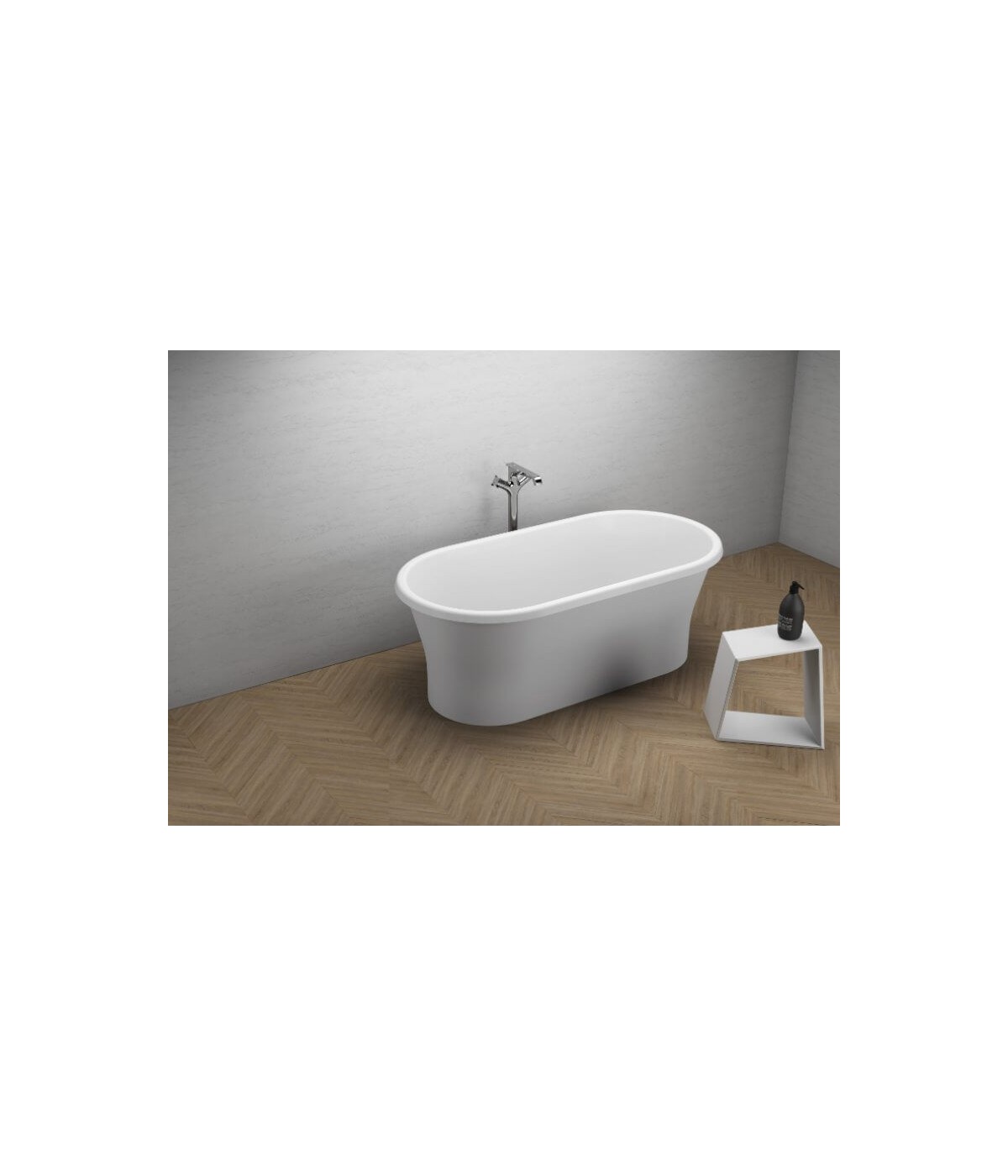 Freistehende Badewanne 150x75 AMONA Glänzend Schwarz Ablaufgarnitur GRATIS!