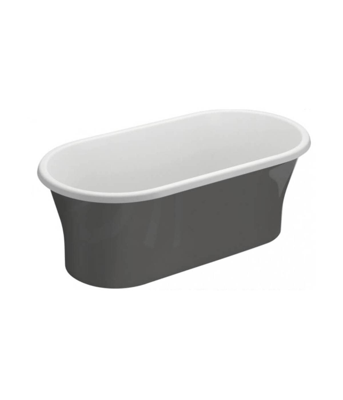 Freistehende Badewanne 150x75 AMONA Anthrazit Ablaufgarnitur GRATIS!