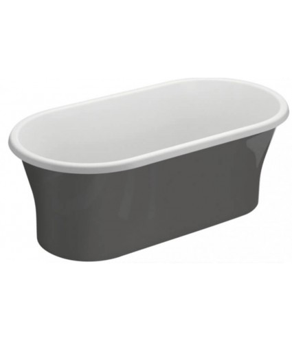 Freistehende Badewanne 150x75 AMONA Anthrazit Ablaufgarnitur GRATIS!