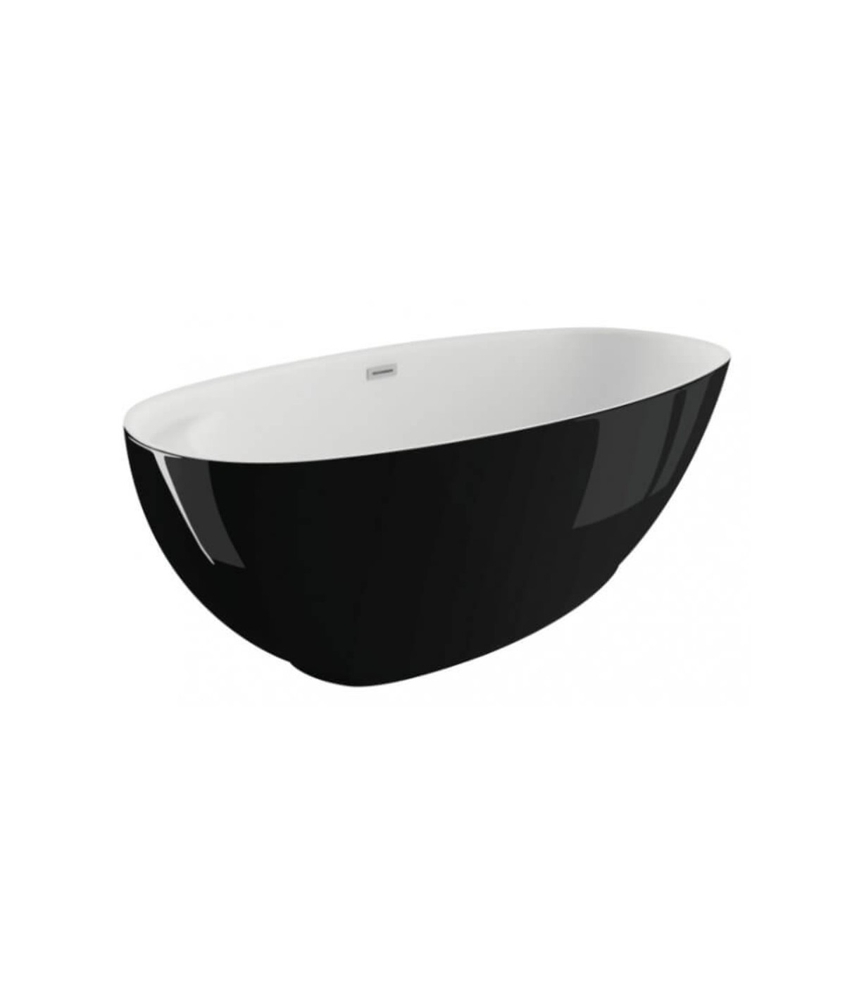 Freistehende Badewanne 165x75cm KIVI Glänzend Schwarz Ablaufgarnitur GRATIS!