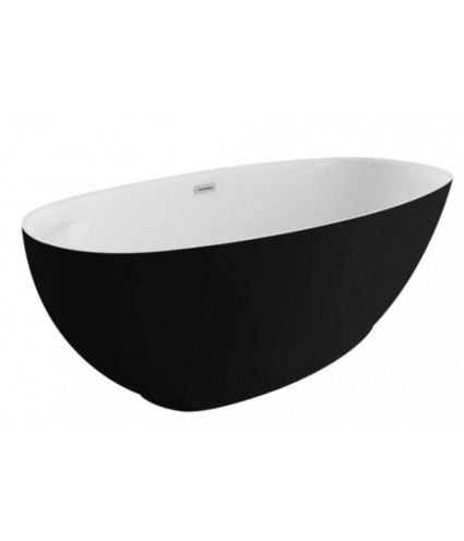 Freistehende Badewanne 165x75cm KIVI Schwarz Matt Ablaufgarnitur GRATIS!