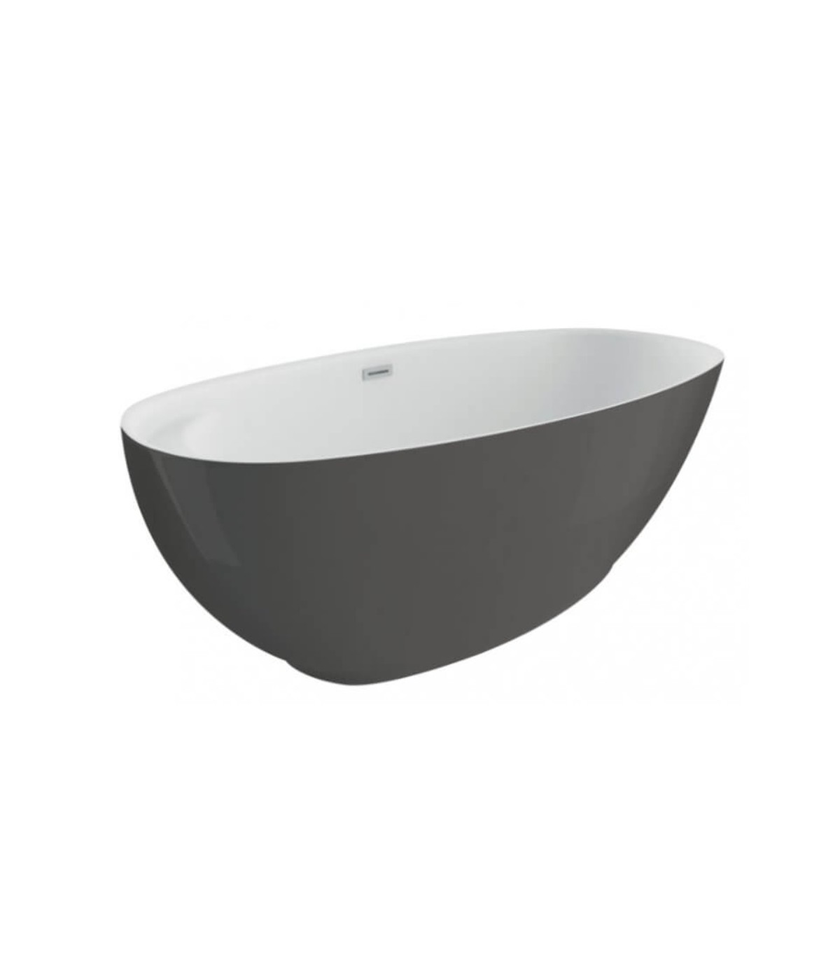 Freistehende Badewanne 165x75cm KIVI Anthrazit Ablaufgarnitur GRATIS!