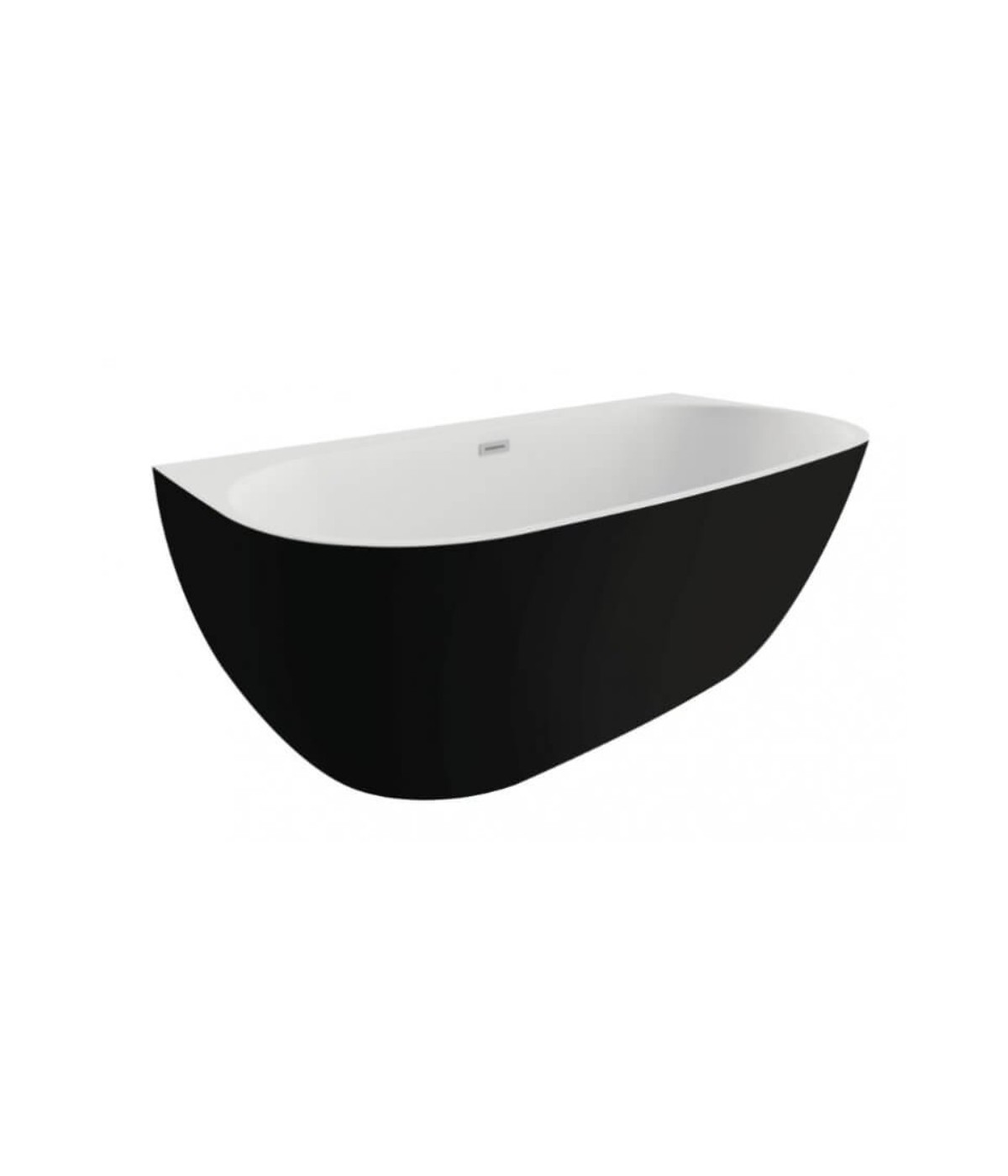 Freistehende Vorwand-Badewanne 160x80 RISAZ Schwarz Matt Ablaufgarnitur GRATIS!
