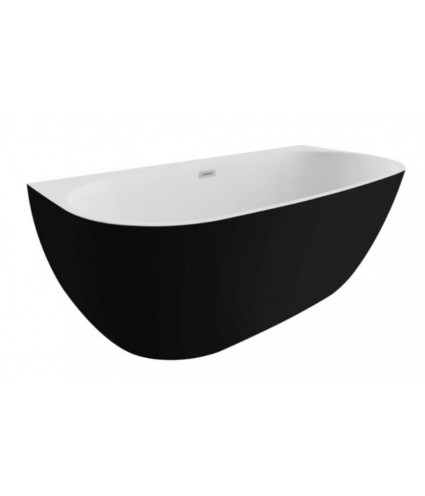 Freistehende Vorwand-Badewanne 160x80 RISAZ Schwarz Matt Ablaufgarnitur GRATIS!