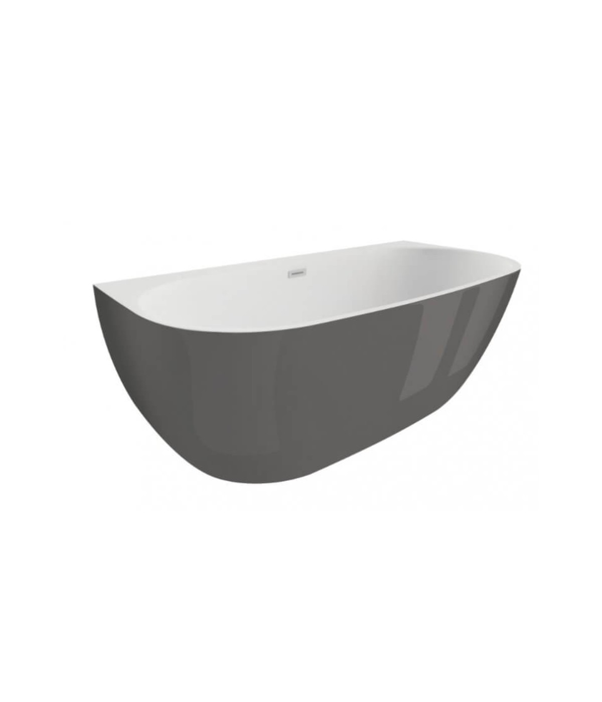 Freistehende Vorwand-Badewanne 160x80 RISAZ Anthrazit Ablaufgarnitur GRATIS!