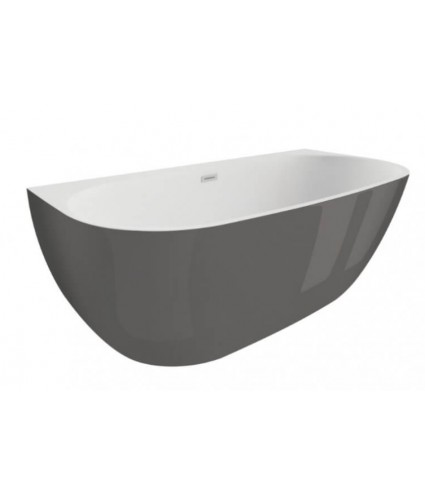 Freistehende Vorwand-Badewanne 160x80 RISAZ Anthrazit Ablaufgarnitur GRATIS!