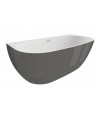 Freistehende Vorwand-Badewanne 160x80 RISAZ Schwarz Matt Ablaufgarnitur GRATIS!