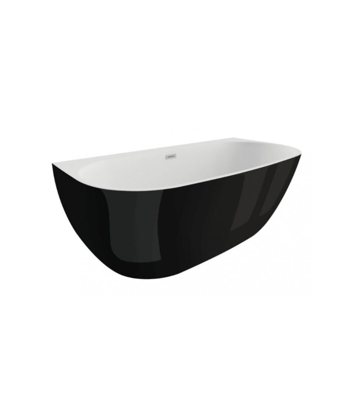 Freistehende Vorwand-Badewanne 170x80 RISAZ Glänzend Schwarz Ablaufgarnitur GRATIS!