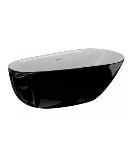 Freistehende Badewanne 170x85 SHILA Glänzend Schwarz Ablaufgarnitur GRATIS!