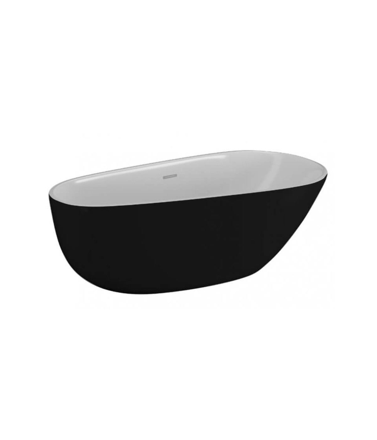 Freistehende Badewanne 170x85 SHILA Schwarz Matt Ablaufgarnitur GRATIS!
