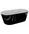Freistehende Badewanne 160x80 UZO Glänzend Schwarz Ablaufgarnitur GRATIS!
