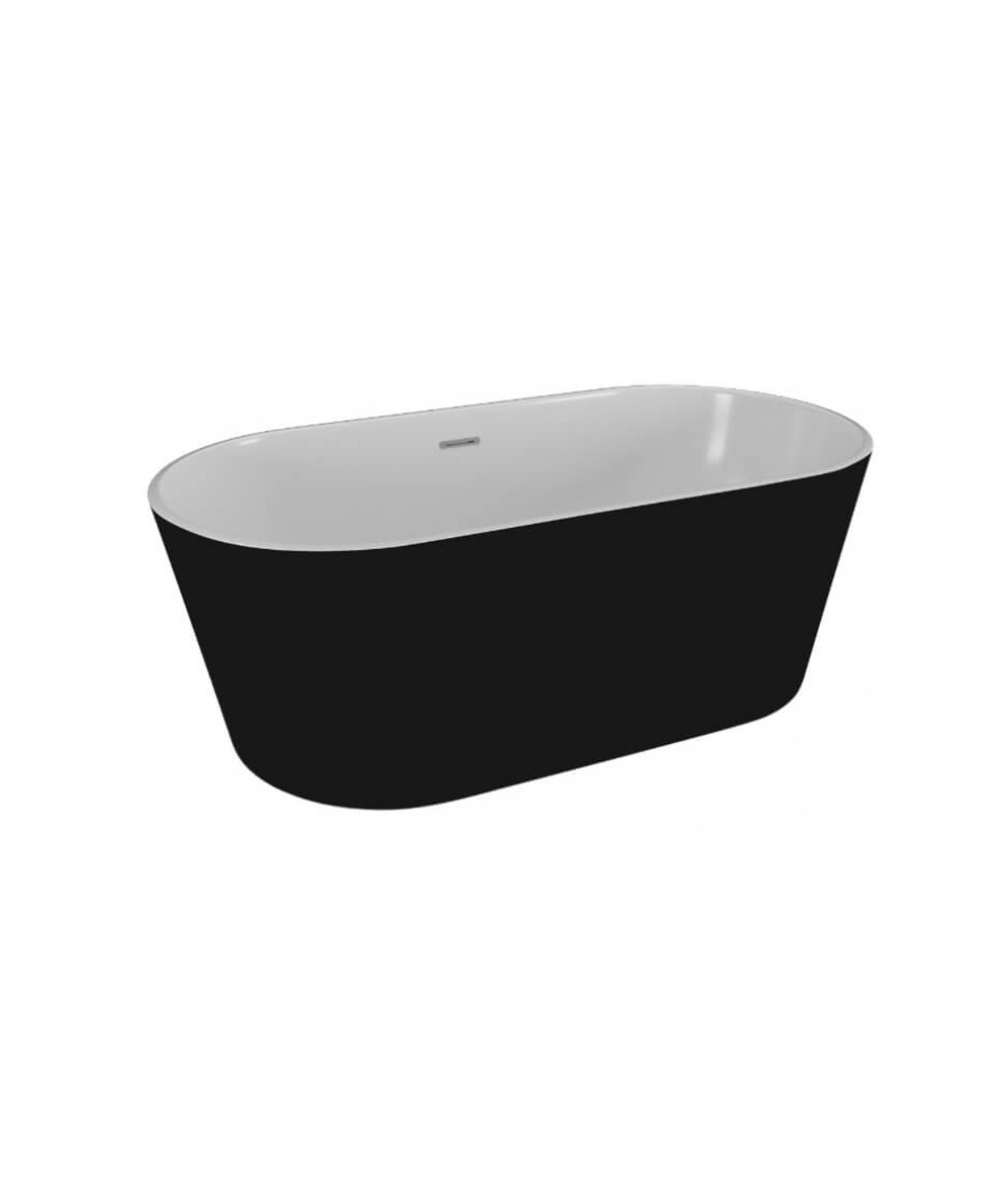 Freistehende Badewanne 160x80 UZO Schwarz Matt Ablaufgarnitur GRATIS!