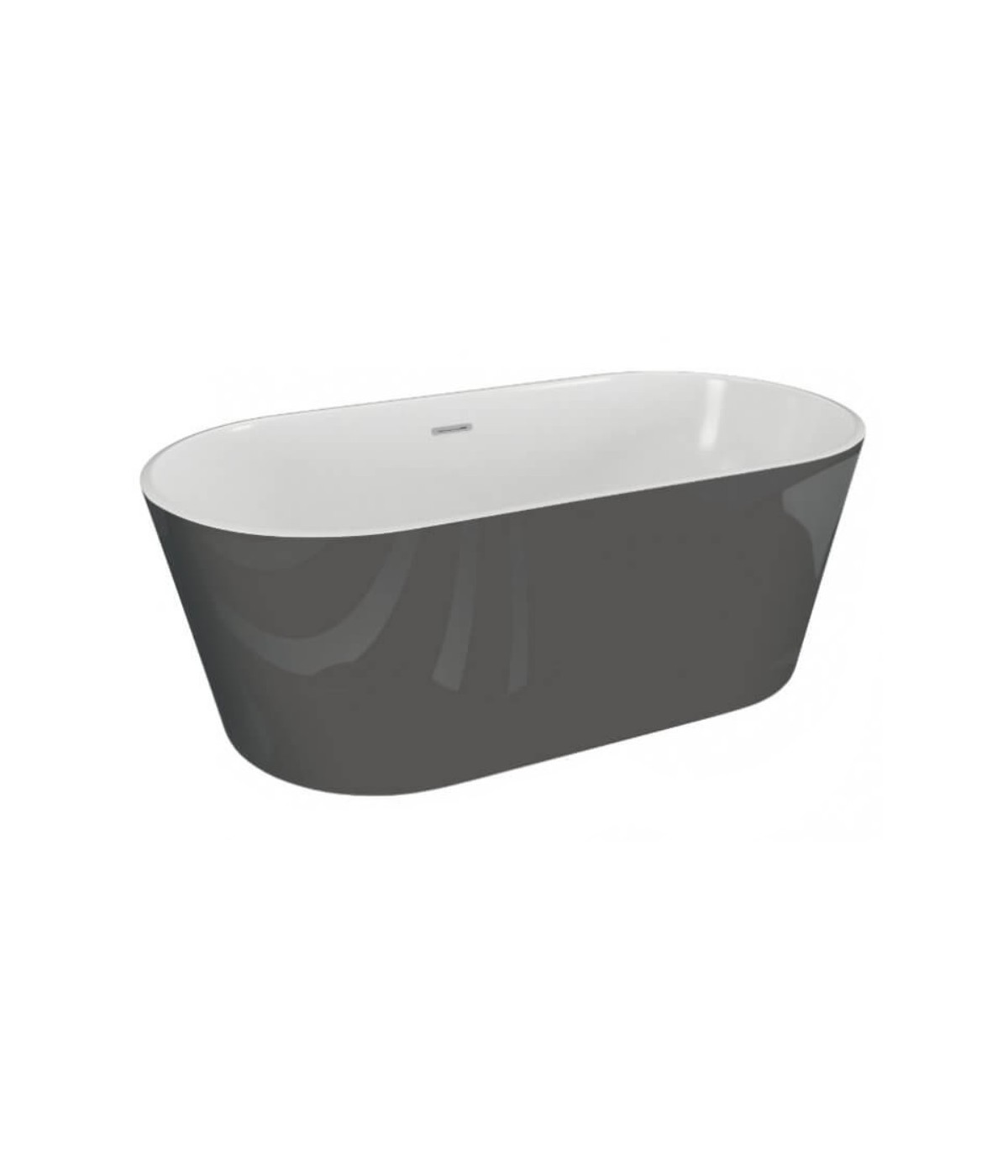 Freistehende Badewanne 160x80 UZO Anthrazit Ablaufgarnitur GRATIS!
