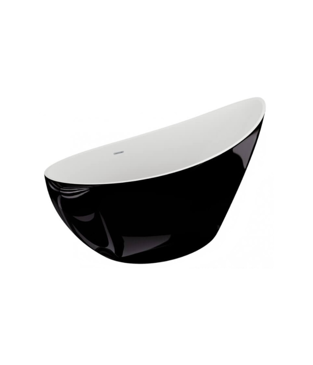 Freistehende Badewanne 180x80 ZOE Glänzend Schwarz Ablaufgarnitur GRATIS!