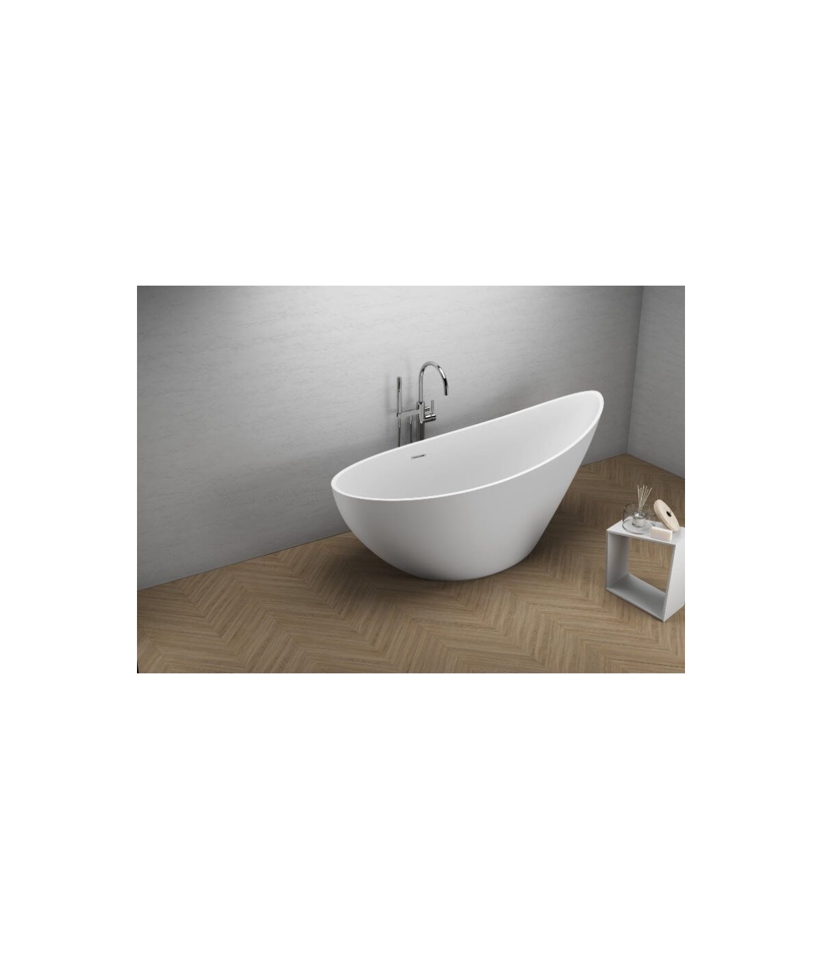 Freistehende Badewanne 180x80 ZOE Schwarz Matt Ablaufgarnitur GRATIS!
